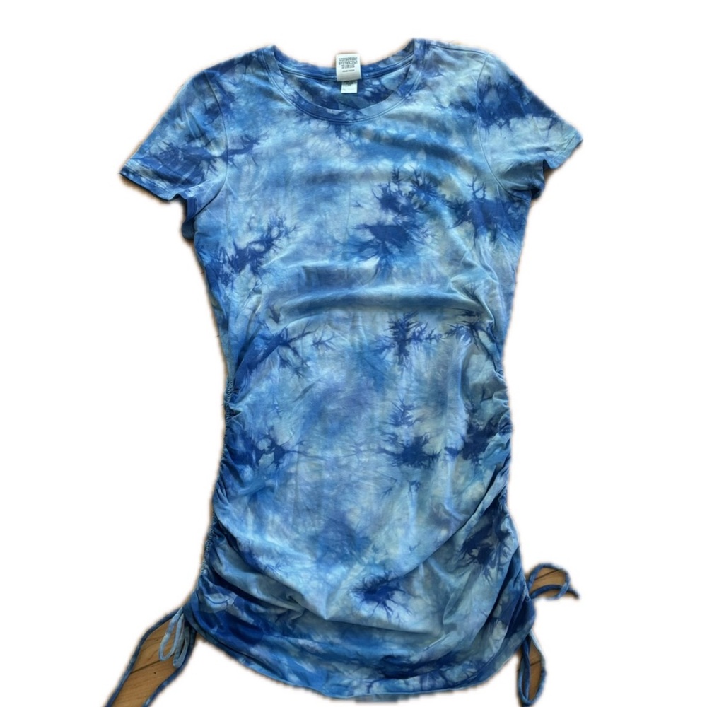 PINK Victoria's Secret Blue Tie-Dye Short Sleeve Dress